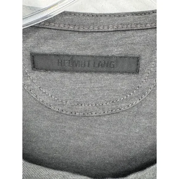 Helmut Lang Mens Gunmetal Grey Metallic Blue Film Print Box Fit T Shirt Sz M - Picture 5 of 6